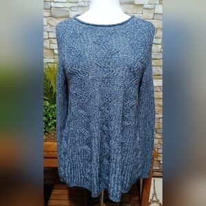 Women's Blue Cable Knit‎ Swing Sweater Cozy Cottagecore